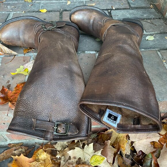 Frye Veronica Slouch Tall Leather Moto Buckle Boots Equestrian Western Size 6 - Picture 8 of 11